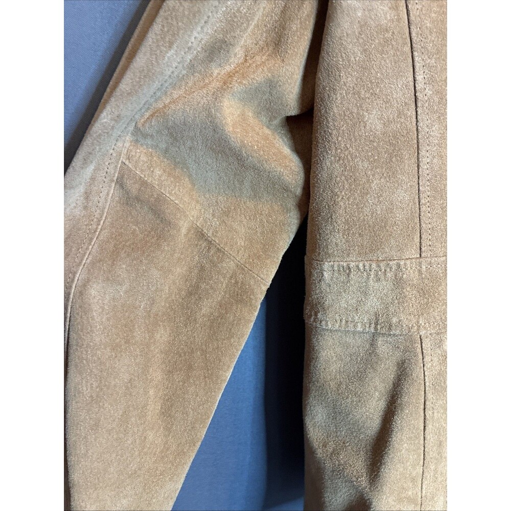 Style & Co Tan Suede Leather Jacket Blazer Sz PL Structured Western Earthy Boho - Picture 7 of 16